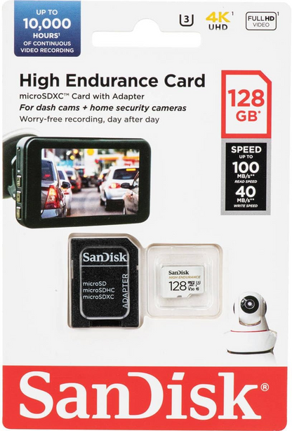 Pamäťová karta microSDXC SanDisk High Endurance, 128Gb, Trieda 10 / UHS-1 U3, S adaptérom SDSQQNR-128G-GN6IA