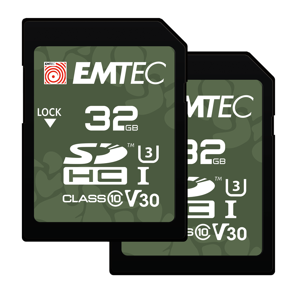 Emtec Rugged Outdoor SDHC Memory Card, 32Gb, Class 10 / UHS-1 U3, Set of 2 pieces ECMSD32GHC10ORP2