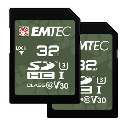 Emtec Rugged Outdoor SDHC Memory Card, 32Gb, Class 10 / UHS-1 U3, Set of 2 pieces ECMSD32GHC10ORP2