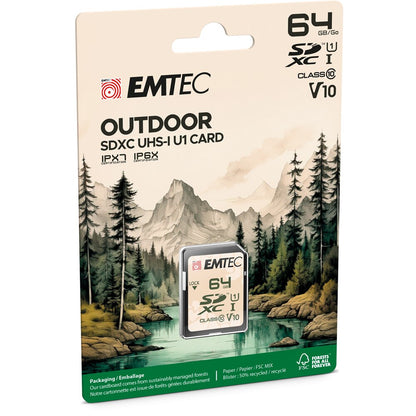 Pamäťová karta SDHC Emtec Outdoor, 64Gb, Trieda 10 / UHS-1 U1 ECMSD64GXCU1OR