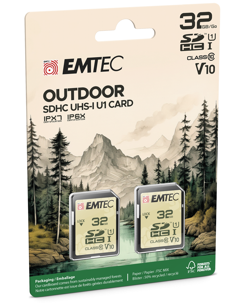 Pamäťová karta SDHC Emtec Rugged Outdoor, 32Gb, Trieda 10 / UHS-1 U1, Sada 2 kusy ECMSD32GHCU1ORP2
