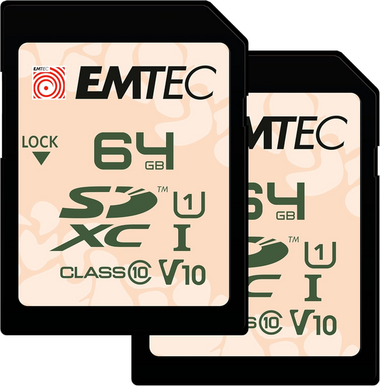 Pamäťová karta SDXC Emtec Rugged Outdoor, 64GB, trieda 10 / UHS-1 U1, sada 2 kusy ECMSD64GXCU1ORP2