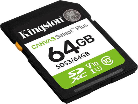 Pamäťová karta SDXC Kingston Canvas Select Plus, 64Gb, Trieda 10 / UHS-1 U1 SDS3/64GB