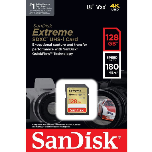 Pamäťová karta SDXC SanDisk Extreme, 128Gb, Trieda 10 / UHS-1 U3 SDSDXVA-128G-GNCIN