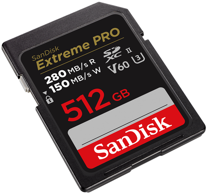 SDXC Memory Card SanDisk Extreme Pro, 512GB, Class 10 / UHS-2 U3 SDSDXEP-512G-GN4IN