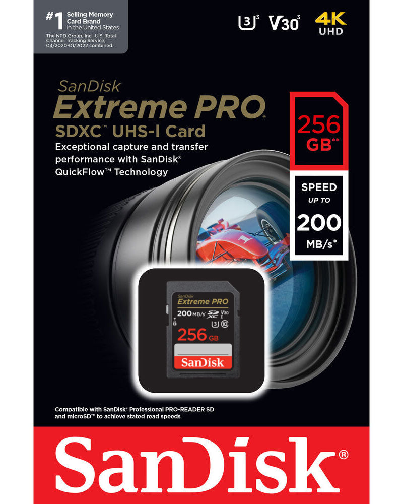 Pamäťová karta SDXC SanDisk Extreme Pro, 256GB, trieda 10 / UHS-1 U3 SDSDXXD-256G-GN4IN