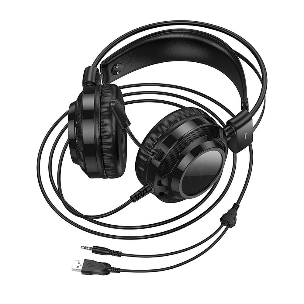 Herné slúchadlá 3,5 mm HOCO W110, RGB, čierne