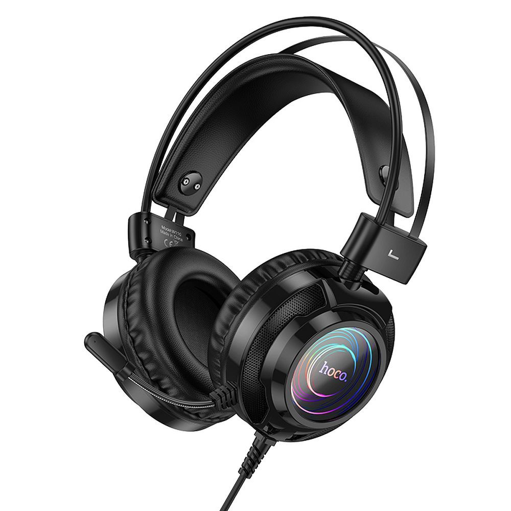 Herné slúchadlá 3,5 mm HOCO W110, RGB, čierne