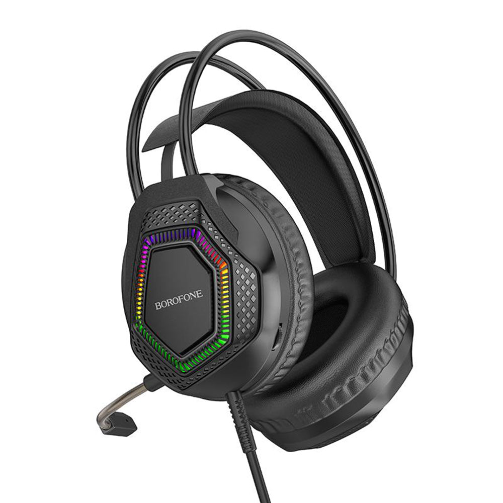 Herné slúchadlá 3,5 mm Borofone BO105 Thunder, RGB, 2 m, čierne