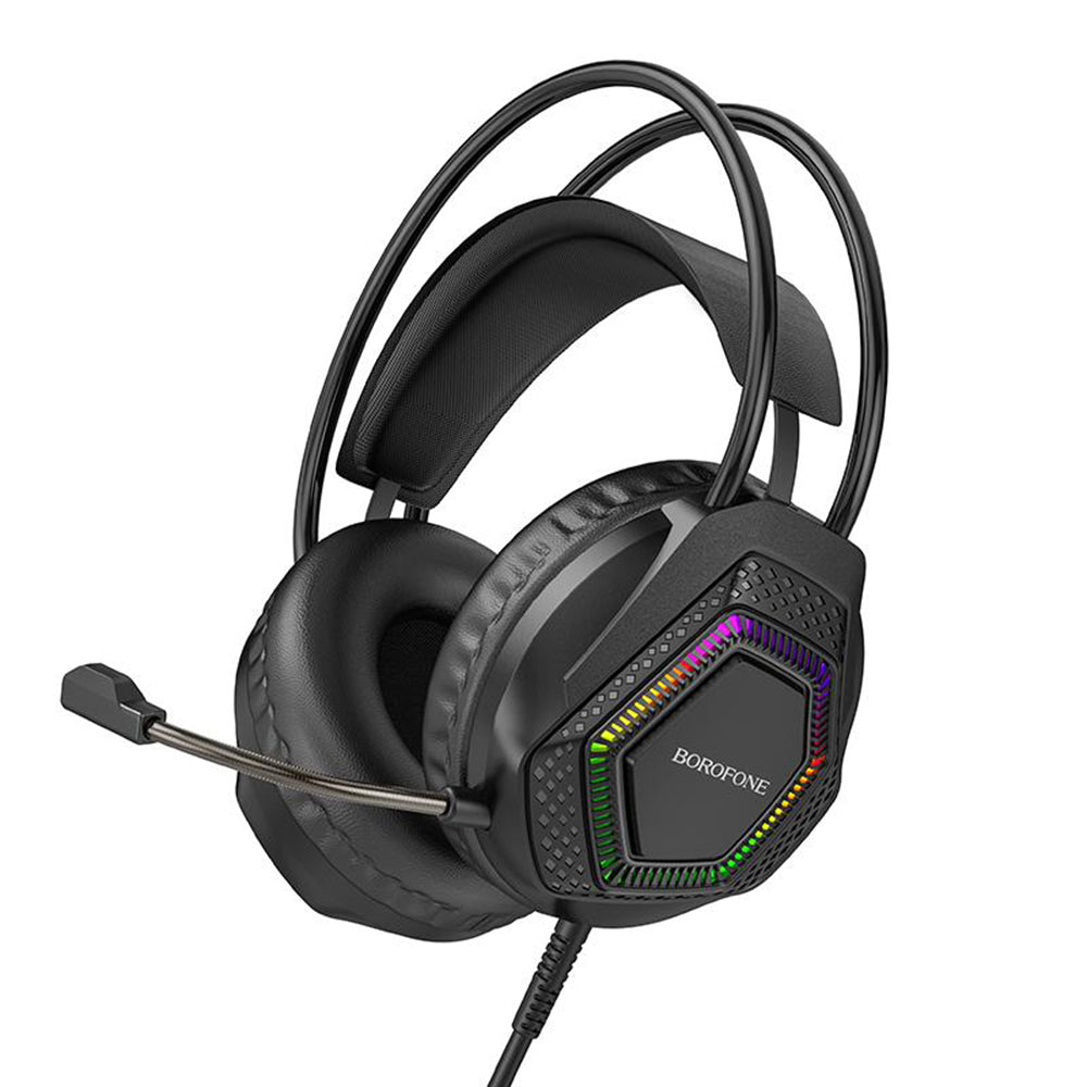 Herné slúchadlá 3,5 mm Borofone BO105 Thunder, RGB, 2 m, čierne