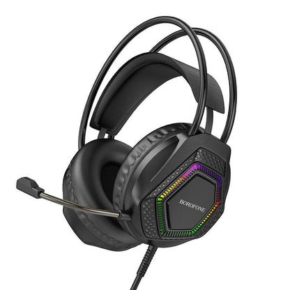Herné slúchadlá 3,5 mm Borofone BO105 Thunder, RGB, 2 m, čierne