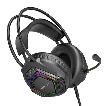 Herné slúchadlá 3,5 mm Borofone BO105 Thunder, RGB, 2 m, čierne