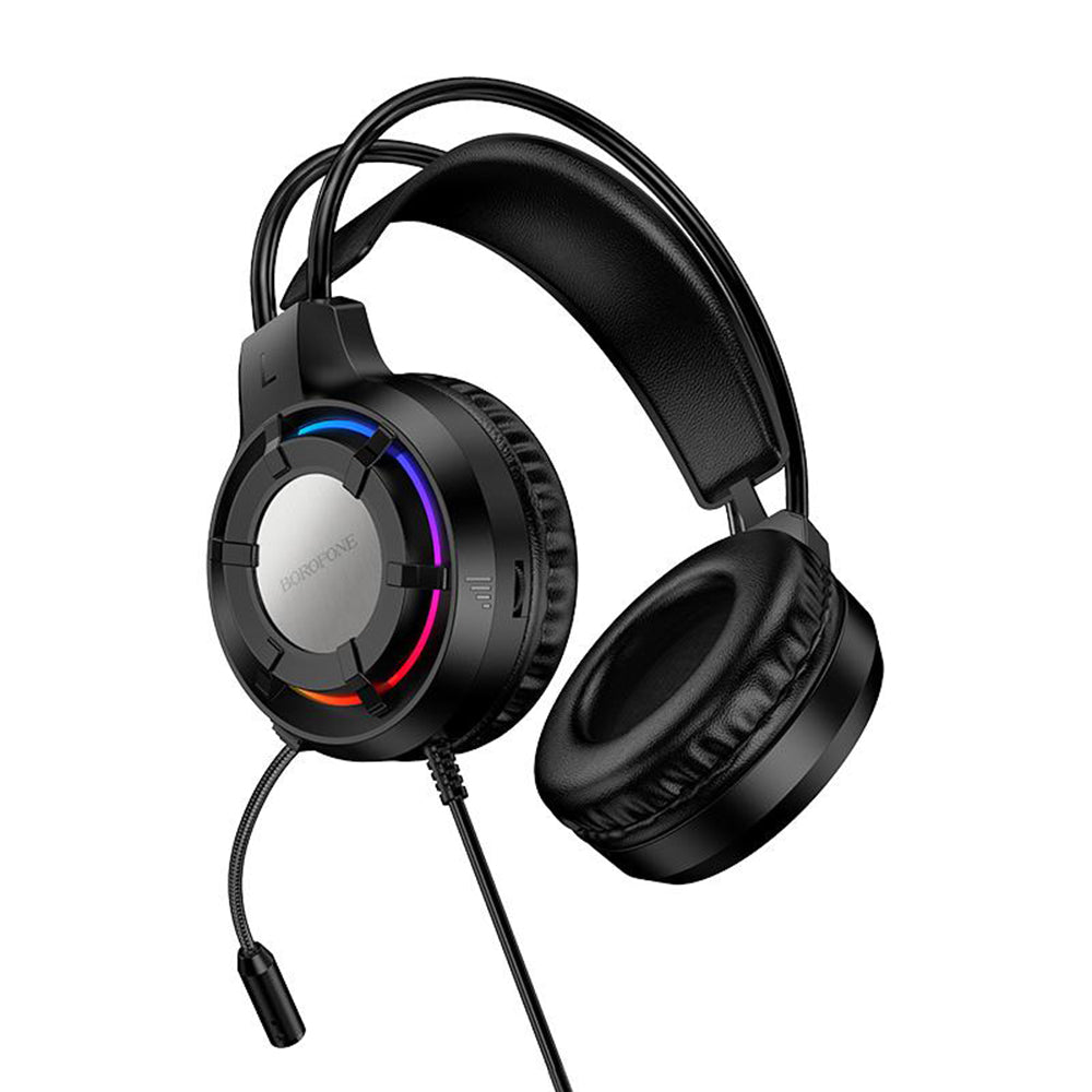 Herné slúchadlá 3,5 mm Borofone BO112 Wave, RGB, 2 m, čierne