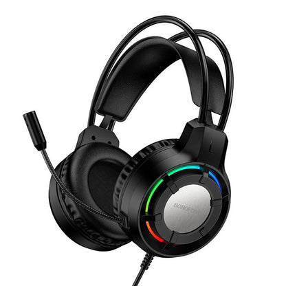 Herné slúchadlá 3,5 mm Borofone BO112 Wave, RGB, 2 m, čierne