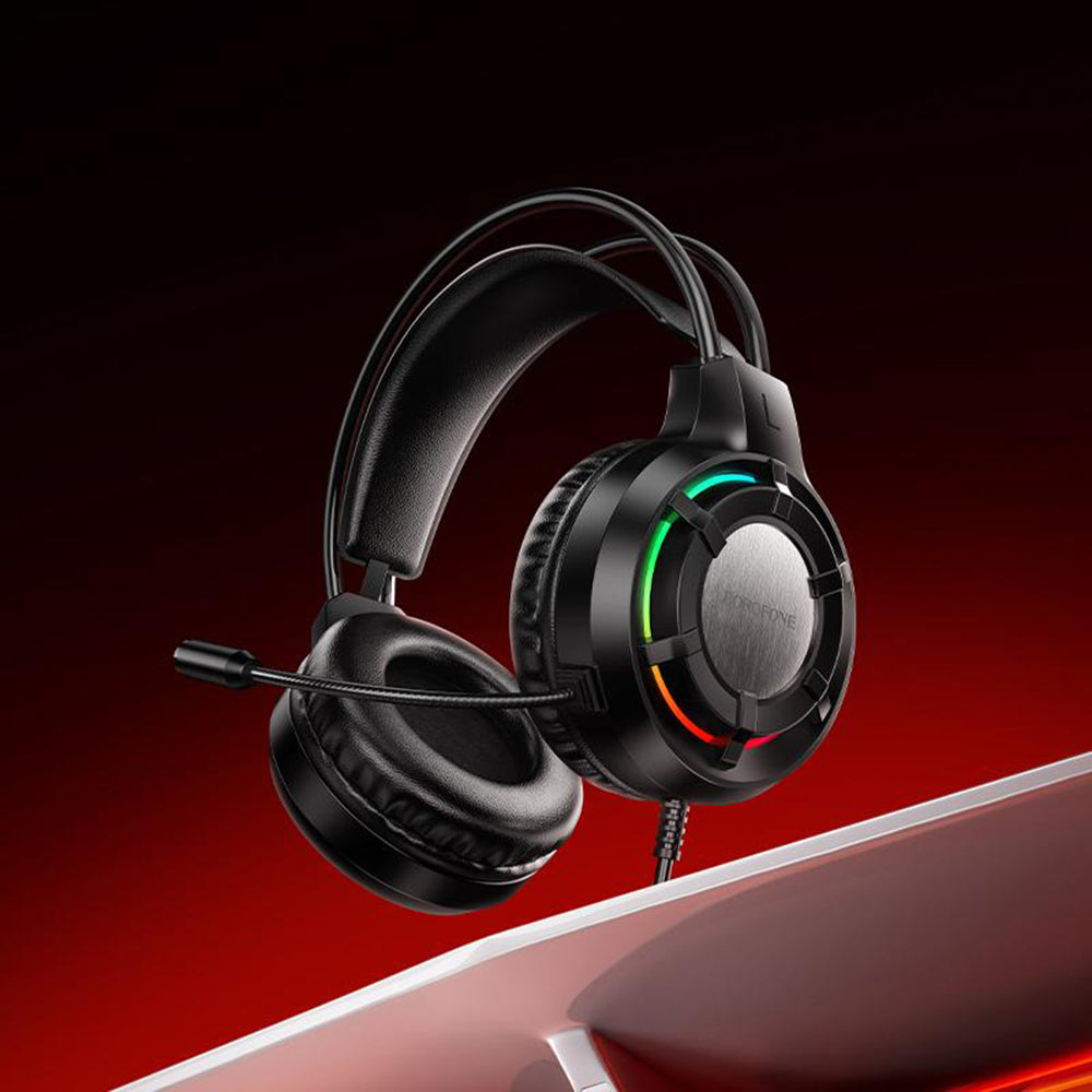 Herné slúchadlá 3,5 mm Borofone BO112 Wave, RGB, 2 m, čierne