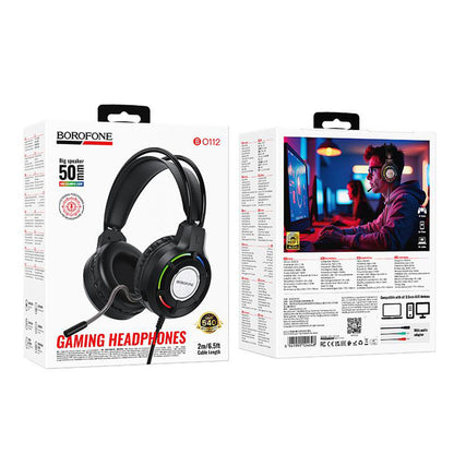 Herné slúchadlá 3,5 mm Borofone BO112 Wave, RGB, 2 m, čierne