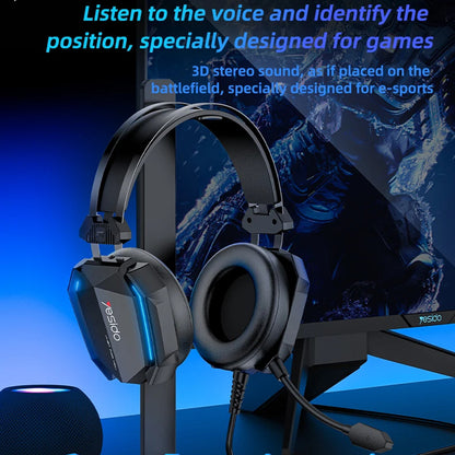 Slúchadlá na hranie 3.5mm Yesido EK03, RGB, 2m, Čierne