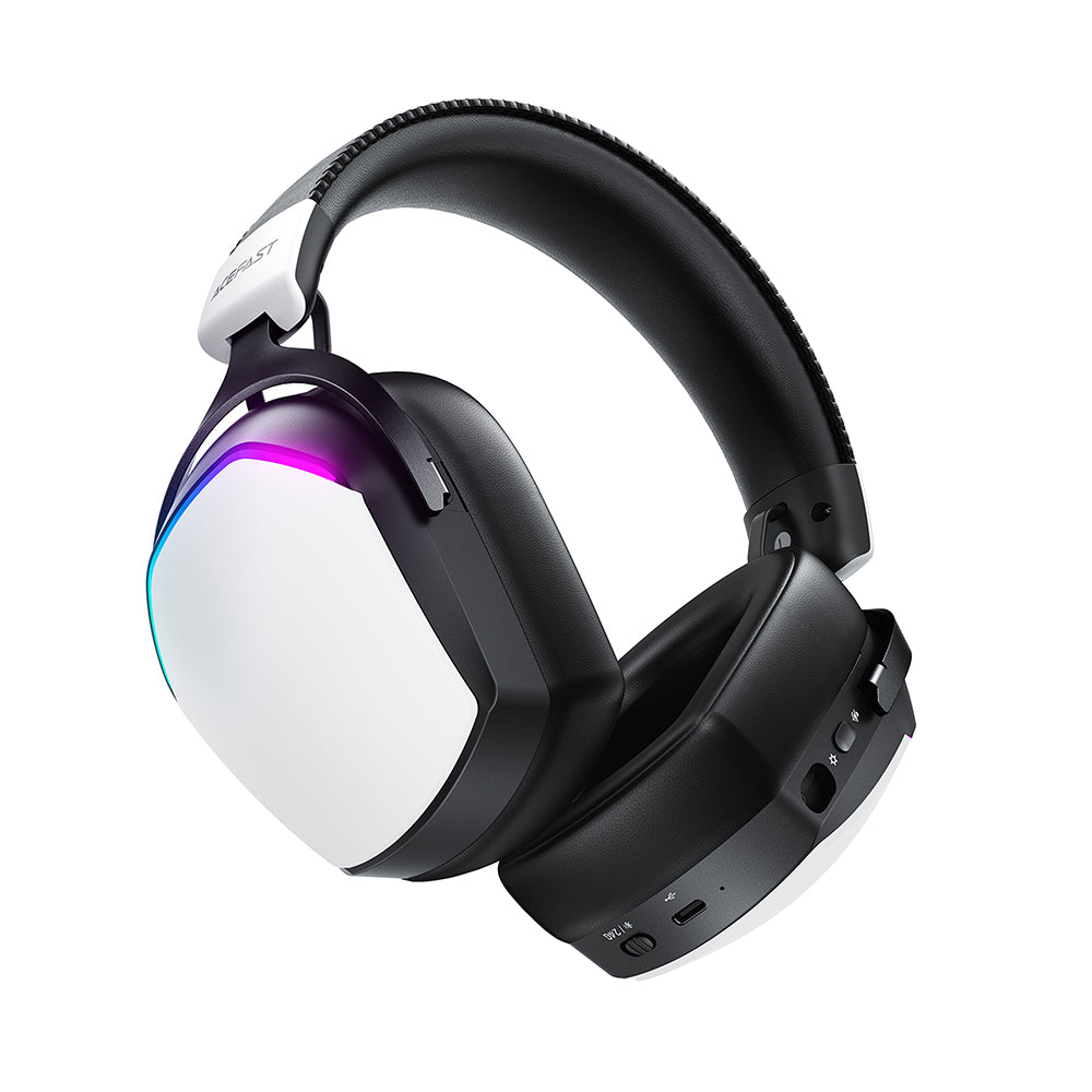 Bezdrôtové herné slúchadlá Acefast H11, RGB, BT / Wi-Fi / Káblové, Biele
