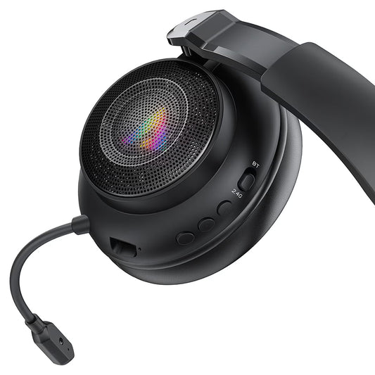 Bezdrôtové herné slúchadlá Acefast H15, RGB, BT / Wi-Fi / káblové, čierne