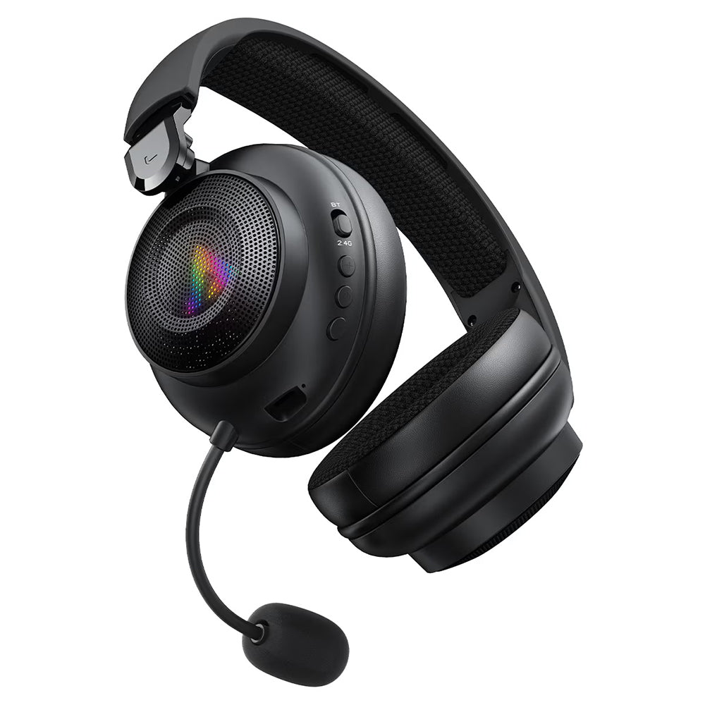 Bezdrôtové herné slúchadlá Acefast H15, RGB, BT / Wi-Fi / káblové, čierne