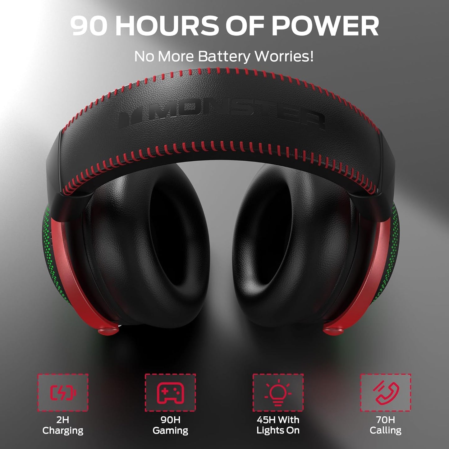 Bezdrôtové herné slúchadlá Monster Mission 350, BT / Wi-Fi / Káblové, čierne