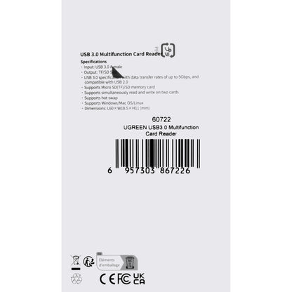 Čítačka kariet USB 3.0 UGREEN CM264, SD - microSD, čierna 
