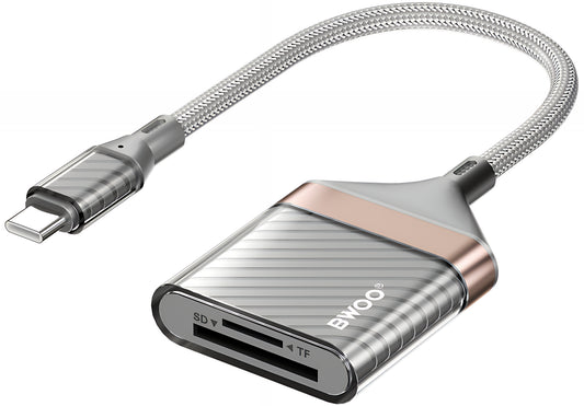 Čítačka kariet USB-C BWOO BZ64, SD - microSD, Sivá