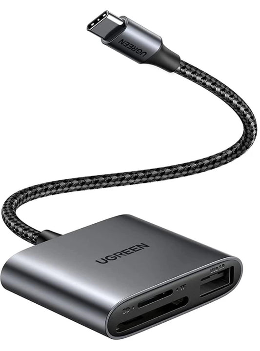 Čítačka kariet USB-C UGREEN CM387, USB-A - SD - microSD, Čierna