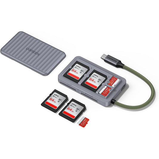 Čítačka kariet USB-C s organizérom UGREEN 55886, 2 x SD - microSD, Sivá