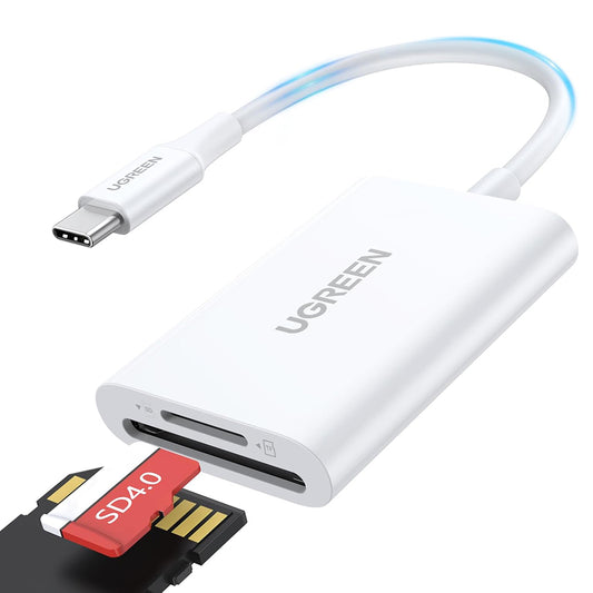 Čítačka kariet USB-C UGREEN CM265, SD - microSD, biela