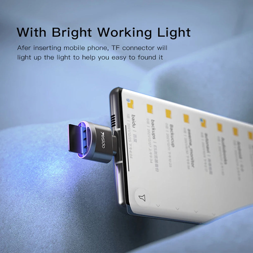 Čítačka kariet USB-C Yesido GS19, USB-A (OTG) - microSD, Sivá