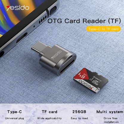 Čítačka kariet USB-C Yesido GS19, USB-A (OTG) - microSD, Sivá