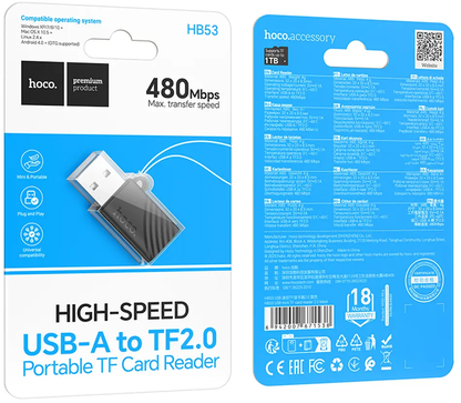 Čítačka kariet USB HOCO HB53, microSD, čierna