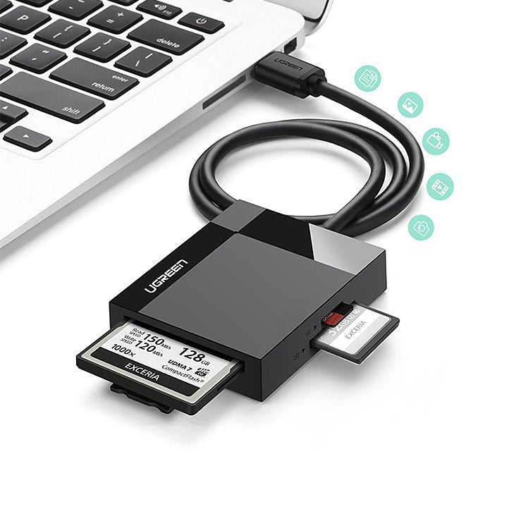 Čítačka kariet USB 3.0 UGREEN CR125, SD - microSD - CF - MS, Čierna