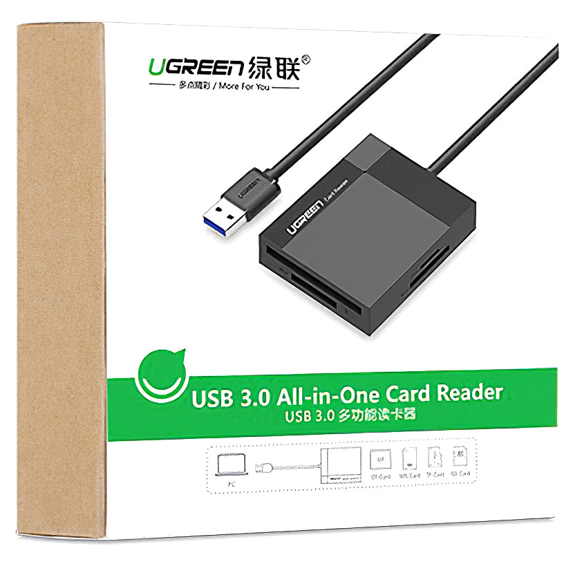 Čítačka kariet USB 3.0 UGREEN CR125, SD - microSD - CF - MS, Čierna