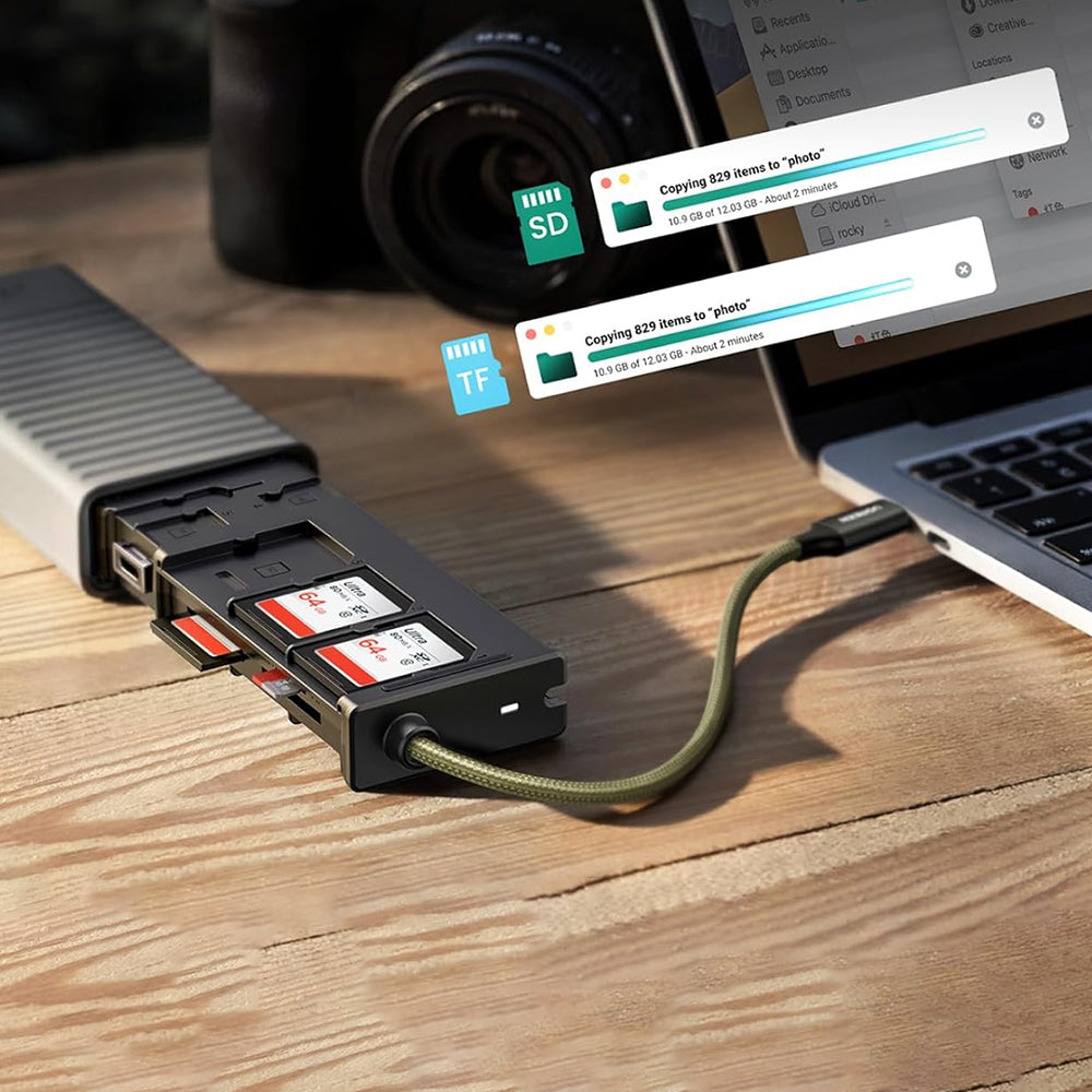 Čítačka kariet USB / USB-C s organizérom UGREEN CM856 (55899), 2 x SD - microSD, Sivá