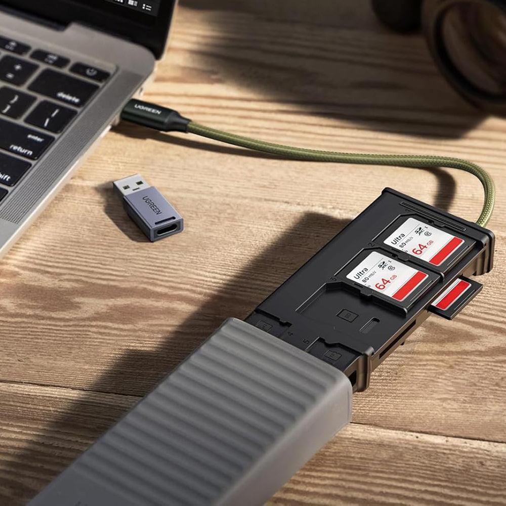Čítačka kariet USB / USB-C s organizérom UGREEN CM856 (55899), 2 x SD - microSD, Sivá