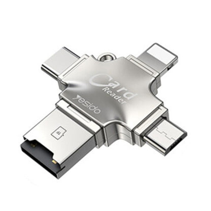USB / USB-C / Lightning / microUSB Yesido GS13 Card Reader, microSD, Silver
