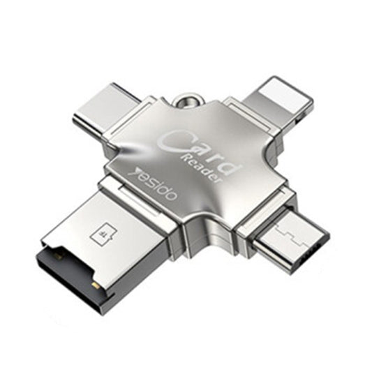 Čítačka kariet USB / USB-C / Lightning / microUSB Yesido GS13, microSD, Strieborná