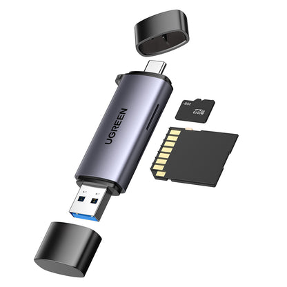 Čítačka kariet USB / USB-C UGREEN CM185, SD - microSD, Sivá