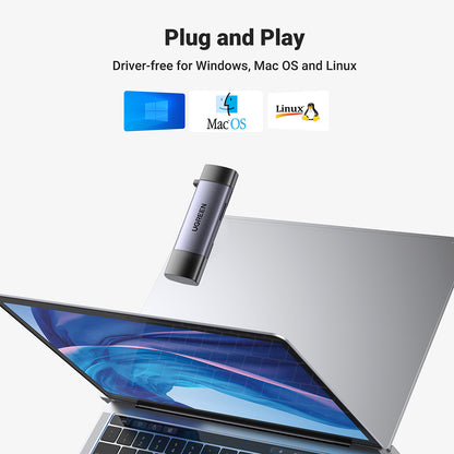 Čítačka kariet USB / USB-C UGREEN CM185, SD - microSD, Sivá