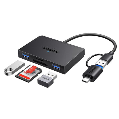 Čítačka kariet USB / USB-C UGREEN CM812 (45167), SD - microSD - 2 x USB-A, čierna