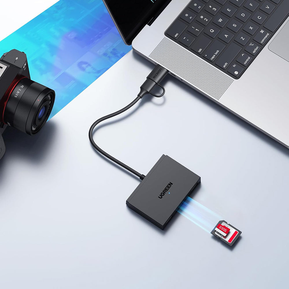 Čítačka kariet USB / USB-C UGREEN CM812 (45167), SD - microSD - 2 x USB-A, čierna
