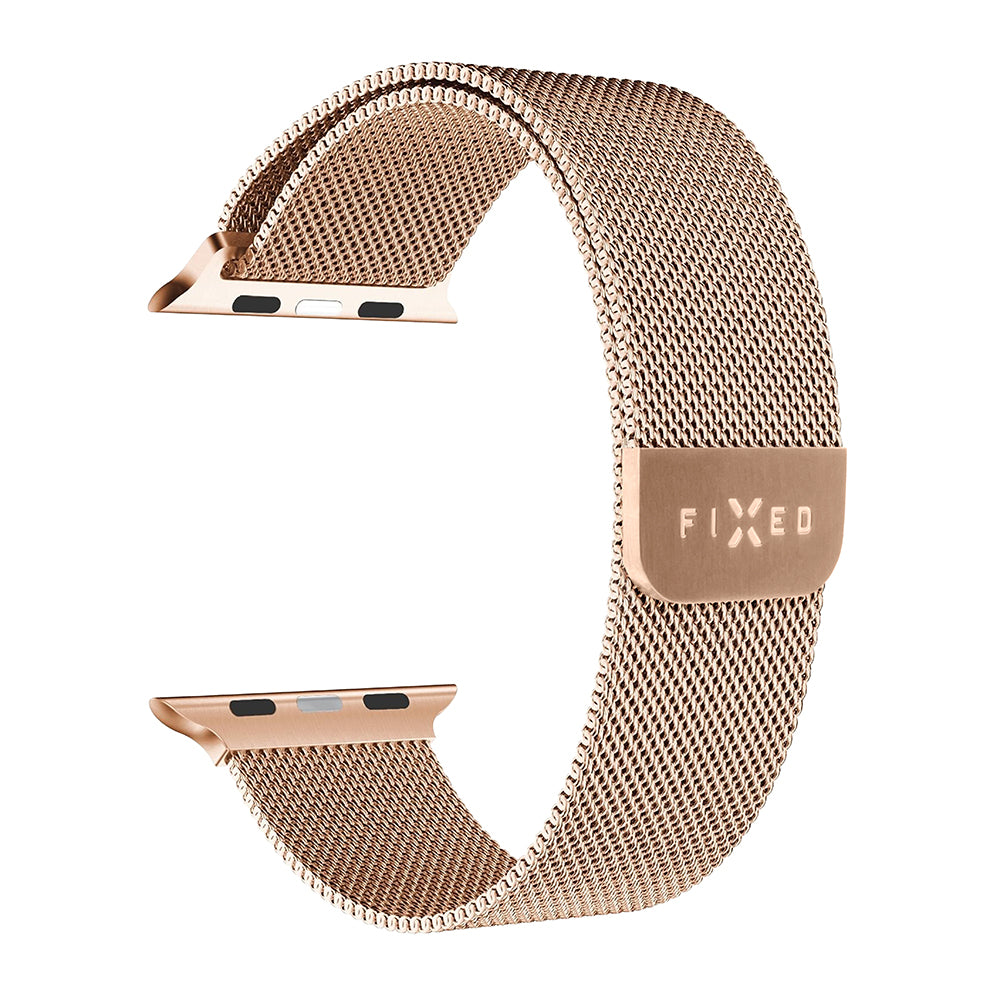Fixed Mesh remienok pre Apple Watch 42mm / 41mm / 40mm / 38mm Series, Ružové Zlato