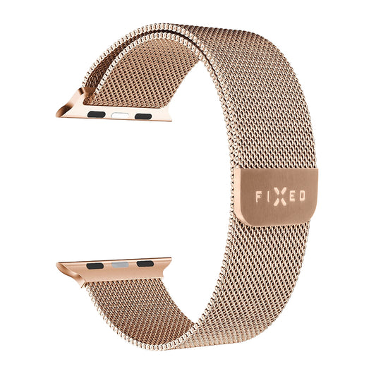 Fixed Mesh remienok pre Apple Watch 42mm / 41mm / 40mm / 38mm Series, Ružové Zlato