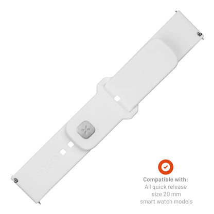 Fixed Silicone Sporty remienok pre Samsung Galaxy Watch / Huawei Watch Series, 20mm, Biela