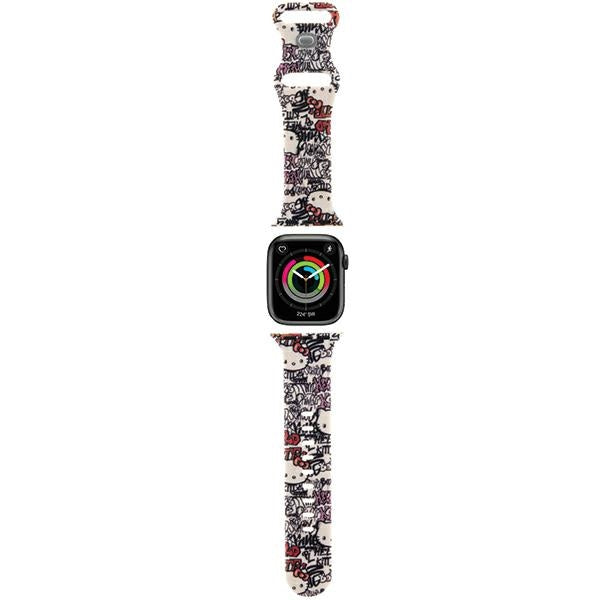 Remienok Hello Kitty Silicone Tags Graffiti pre Apple Watch 42mm / 41mm / 40mm / 38mm Series, Béžový