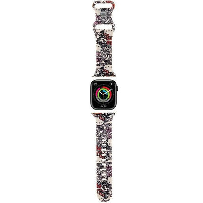 Remienok Hello Kitty Silicone Tags Graffiti pre Apple Watch 42mm / 41mm / 40mm / 38mm Series, Béžový