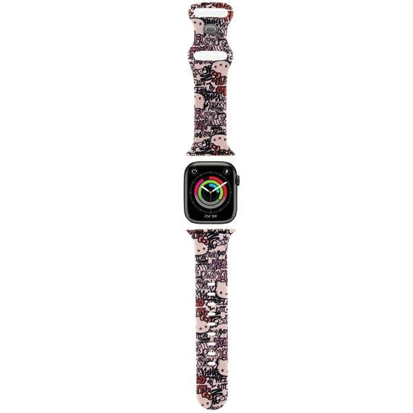 Remienok Hello Kitty Silicone Tags Graffiti pre Apple Watch 42mm / 41mm / 40mm / 38mm Series, Ružový