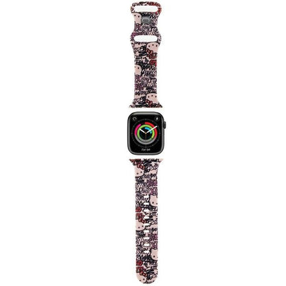 Remienok Hello Kitty Silicone Tags Graffiti pre Apple Watch 42mm / 41mm / 40mm / 38mm Series, Ružový